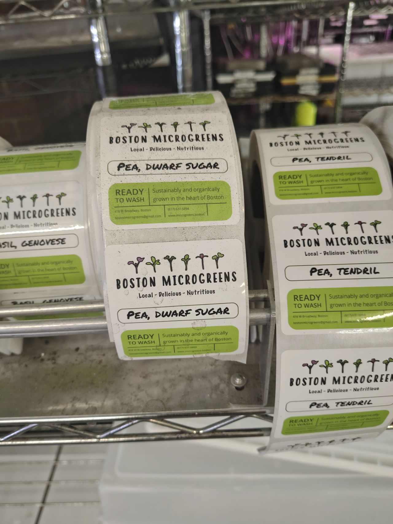 Plant labels for microgreens sold by the farm