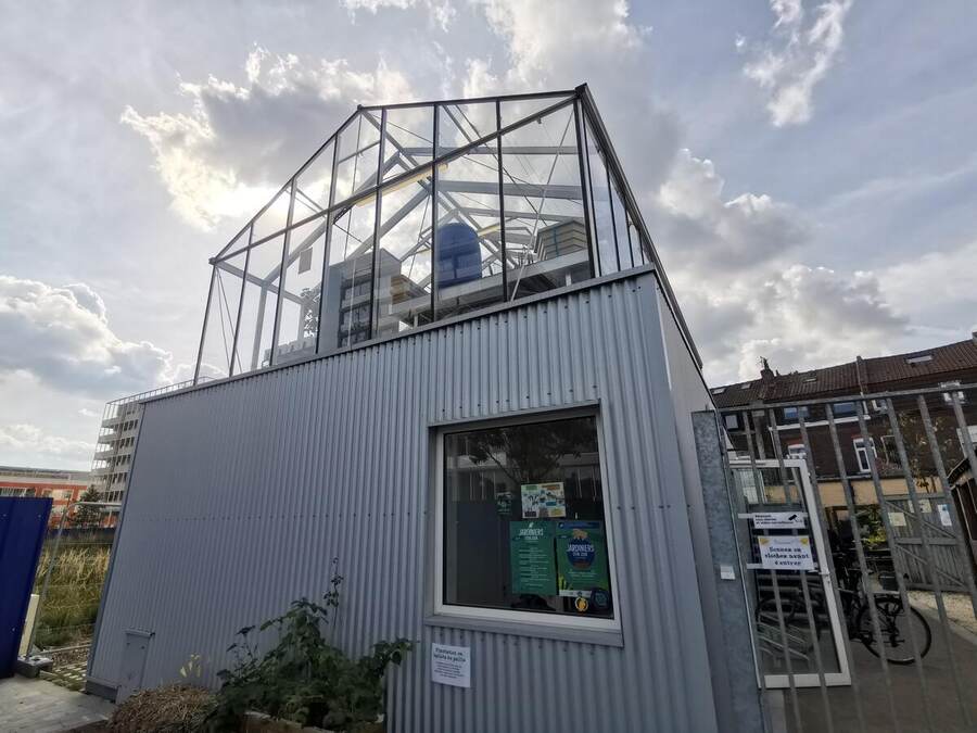 Urban farm with education signage